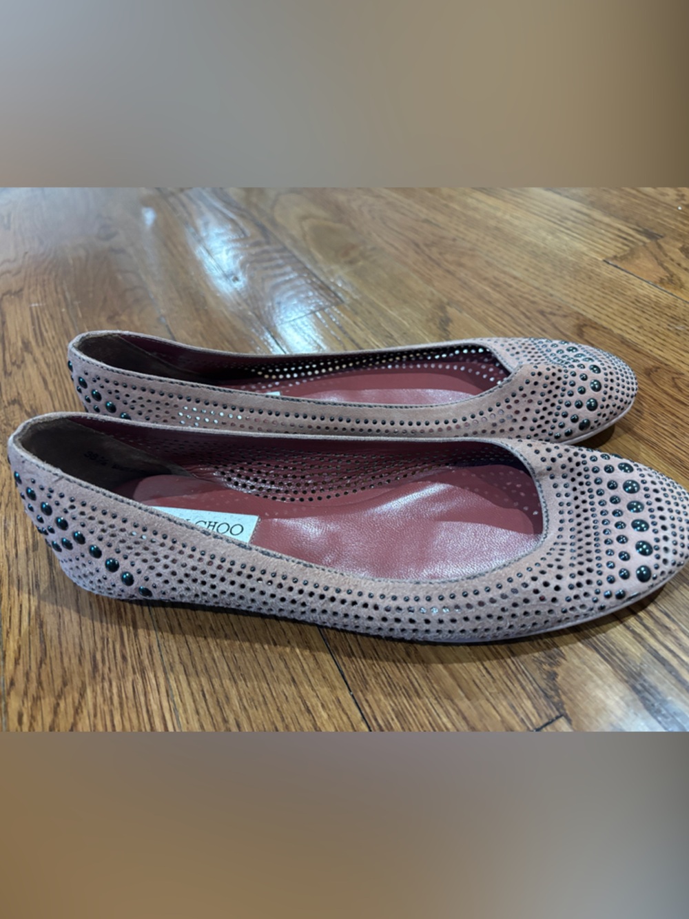 Women's Embellished Suede Ballet Flats - Blush